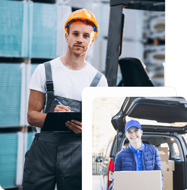 Warehouse staff logging inventory data manually